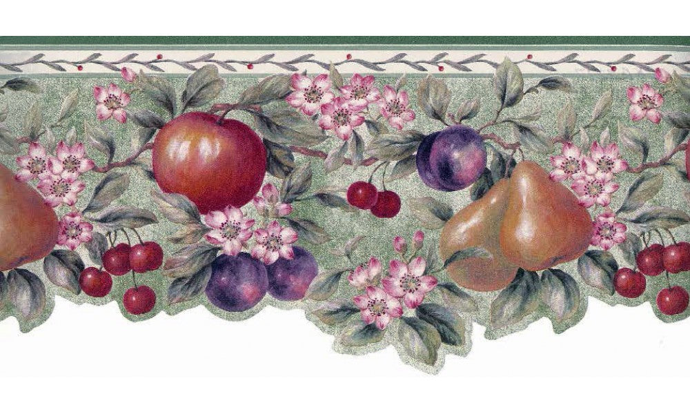 Green Pink Floral PKB1277 Wallpaper Border