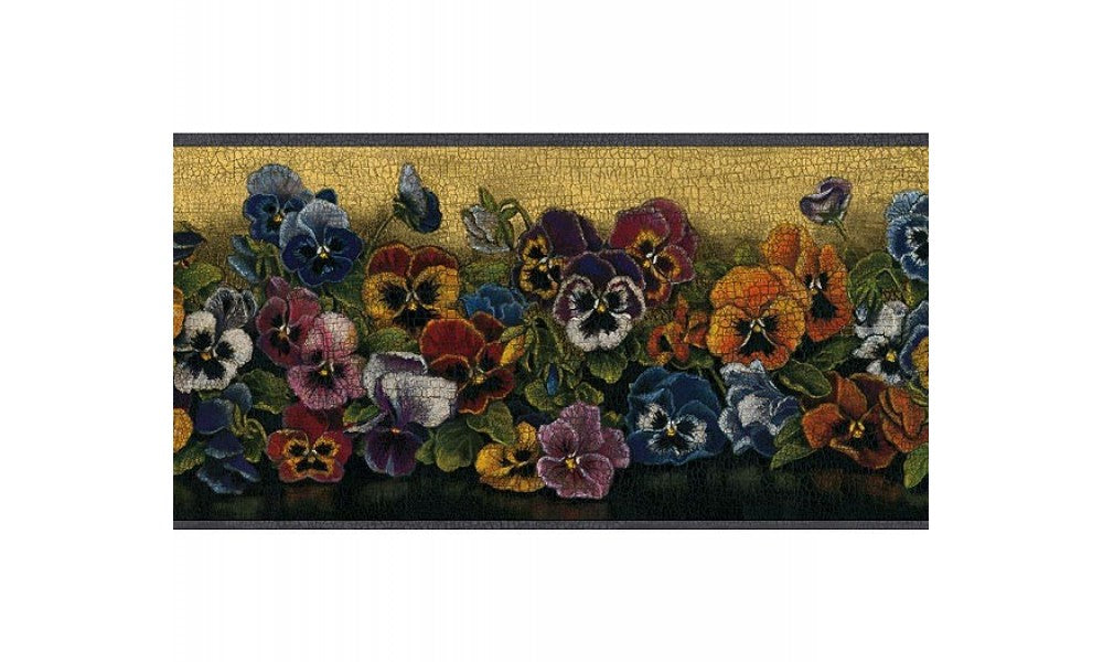 Yellow Floral Pansies GG54021 Wallpaper Border