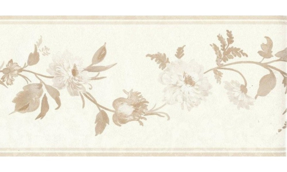 Taupe Satin Floral 51306050 Wallpaper Border