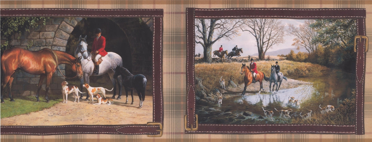 Medieval Hunt on Horses with Hound Dogs HJ6606BD Wallpaper Border