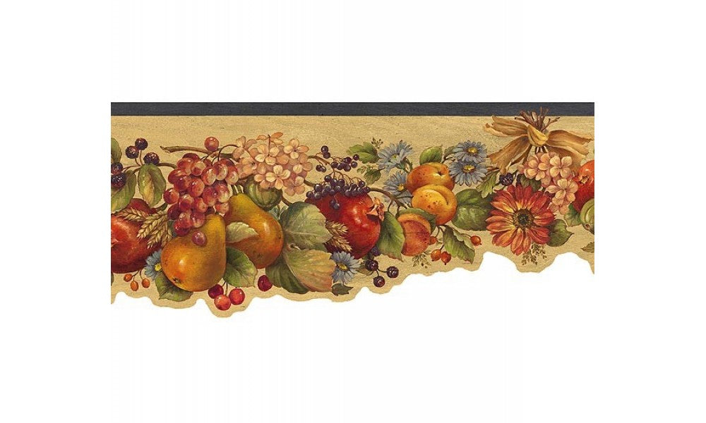 Green Fruit and Flowers GG54121 Wallpaper Border
