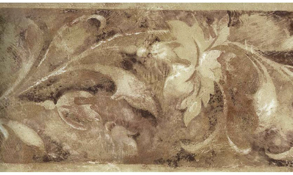 Norwall ZEN Leaves Scrolls ZN76189B Wallpaper Border