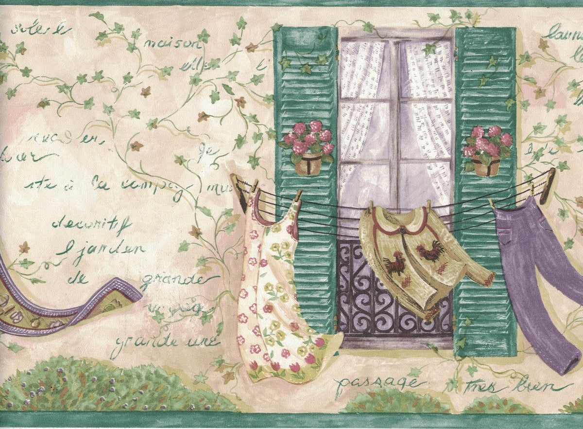 Laundry 7064-732B Wallpaper Border
