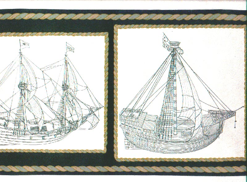 Sketched Ships  B8556DHO Wallpaper Border