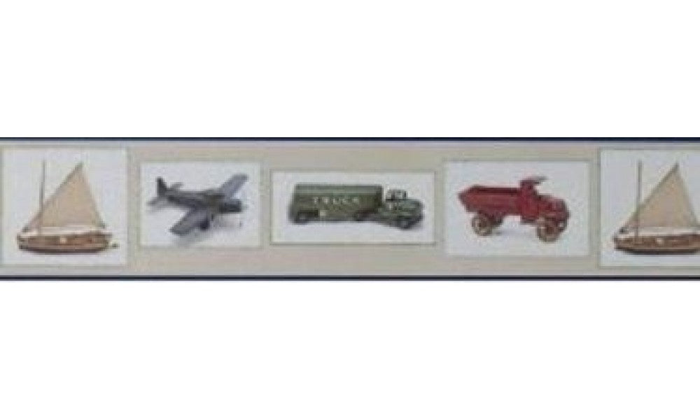 Black Framed Toy Truck and Airplane 41638020 Wallpaper Border