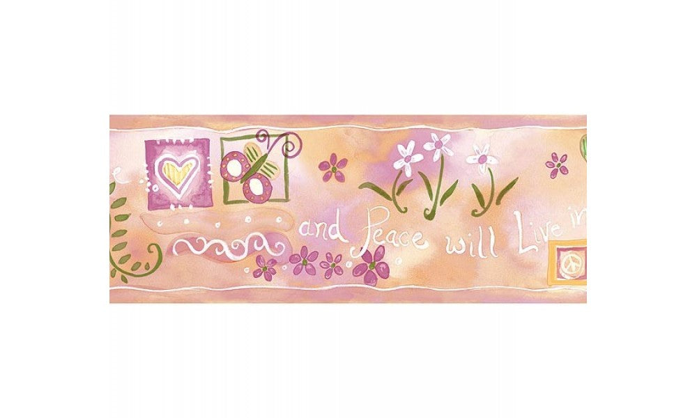 Pink Live in Peace FF3093 Wallpaper Border