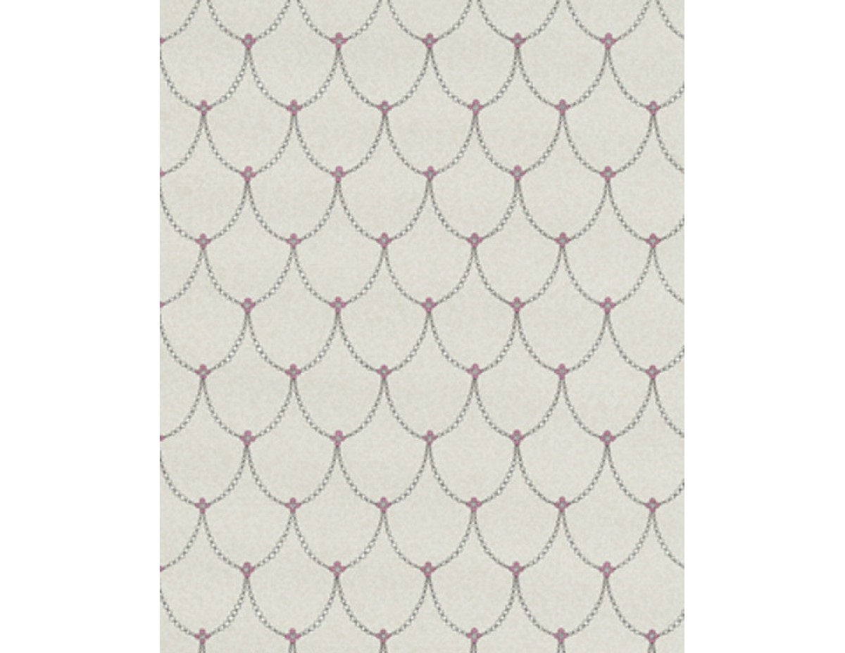 Trellis Drops Beads Grey Pink 7303-10 Wallpaper