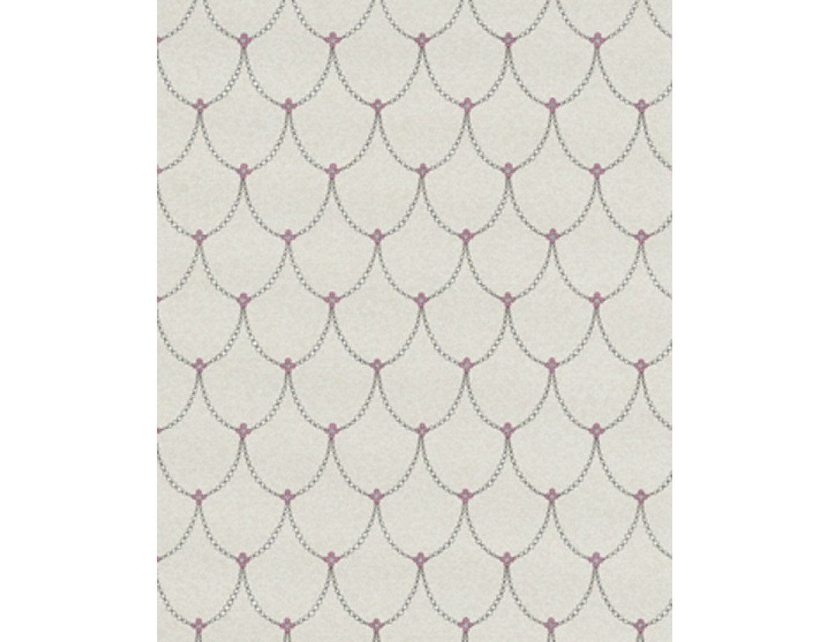 Trellis Drops Beads Grey Pink 7303-10 Wallpaper