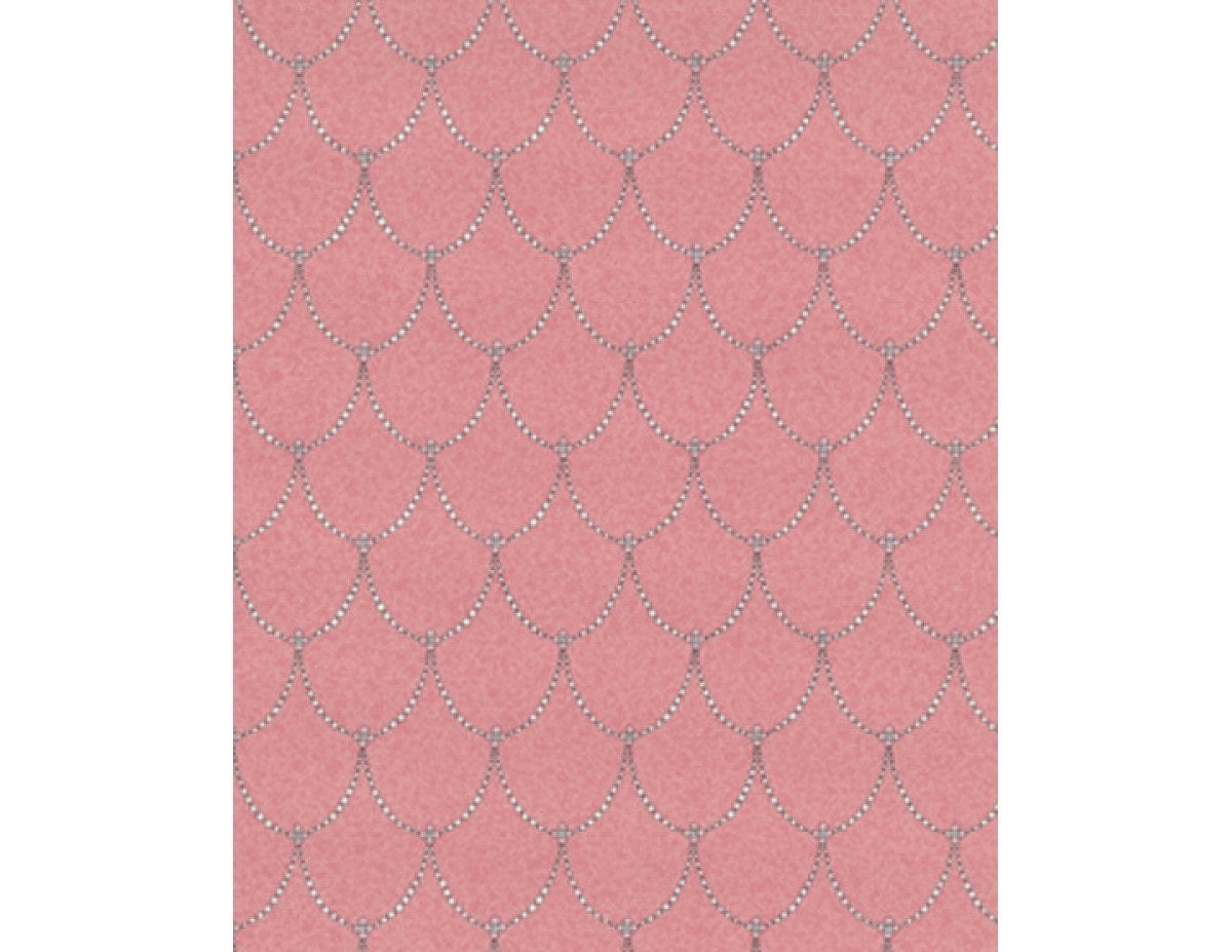 Trellis Drops Beads Red Grey 7303-50 Wallpaper