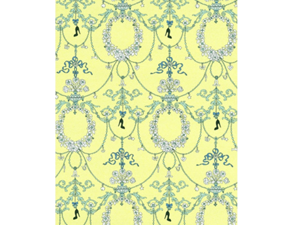 Ornamental Charms Swags Yellow Blue 7304-03 Wallpaper