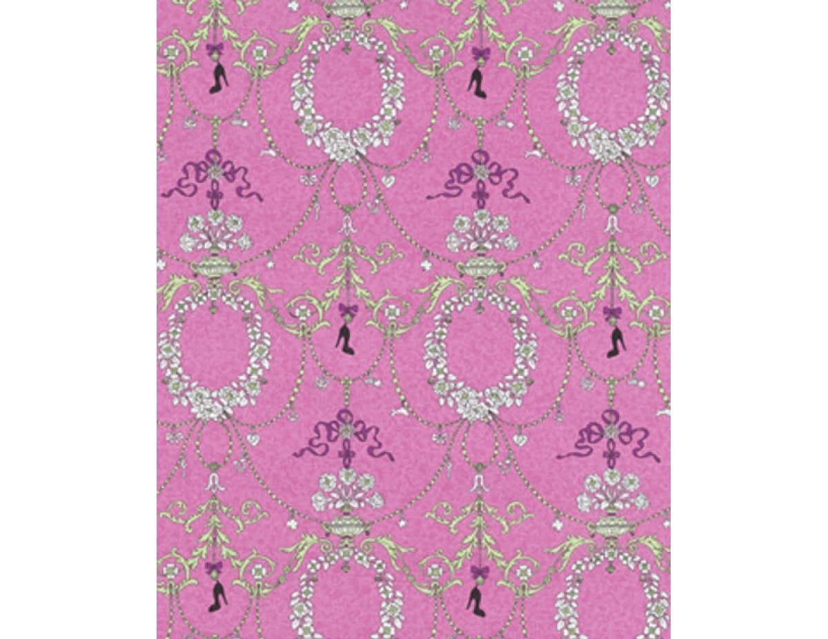 Ornamental Charms Swags Green Pink 7304-17 Wallpaper