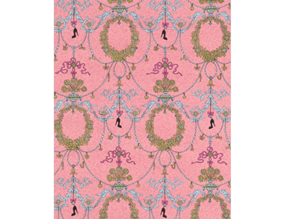 Ornamental Charms Swags Turquoise Rose 7304-50 Wallpaper
