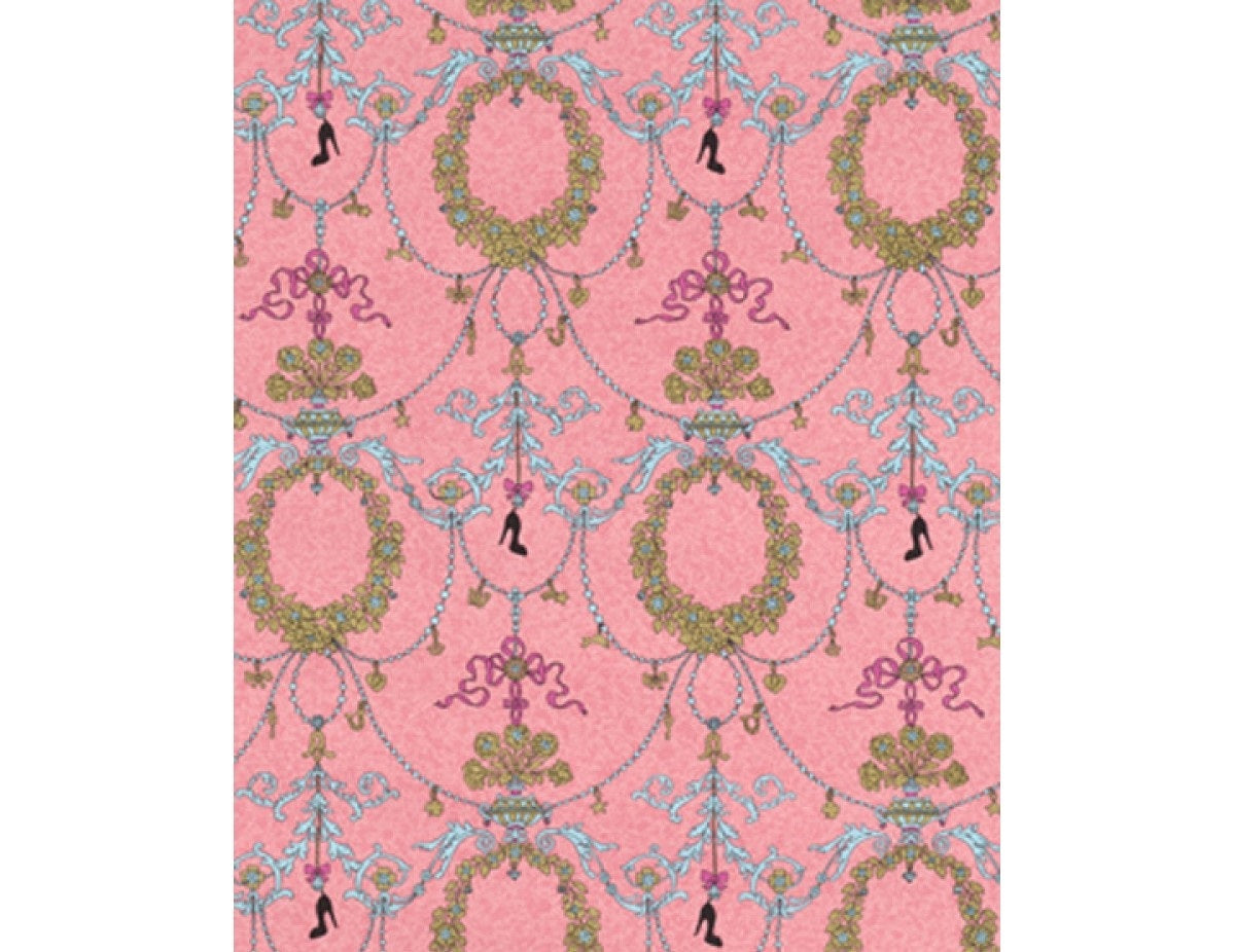 Ornamental Charms Swags Turquoise Rose 7304-50 Wallpaper
