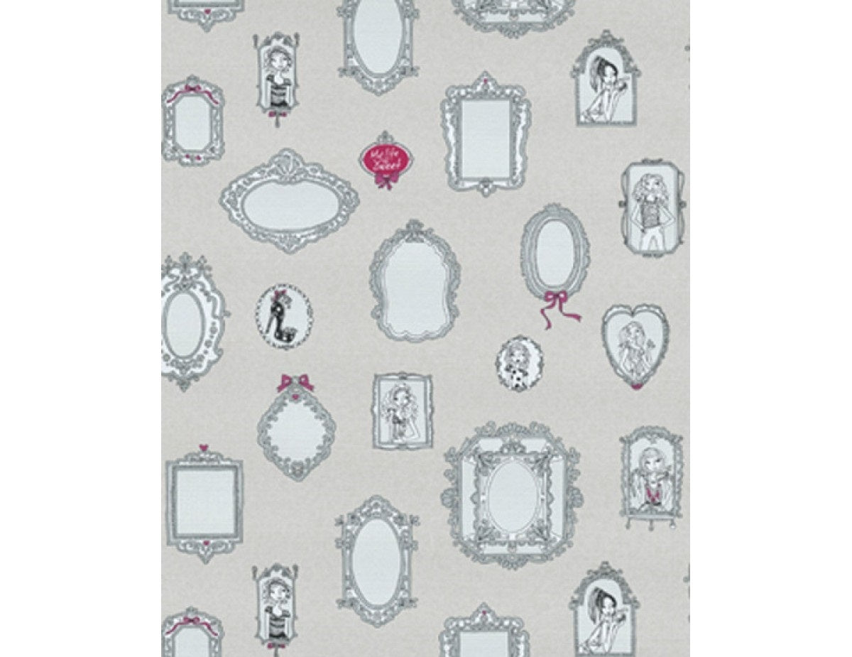 Mirror Frames Grey Pink 7307-10 Wallpaper