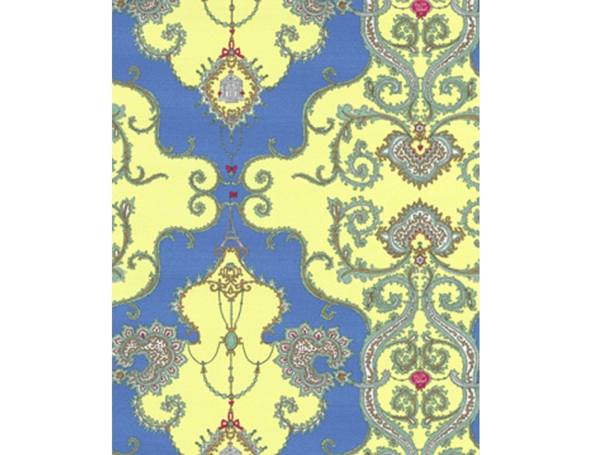 Ornamental Damask Yellow Blue 7308-03 Wallpaper