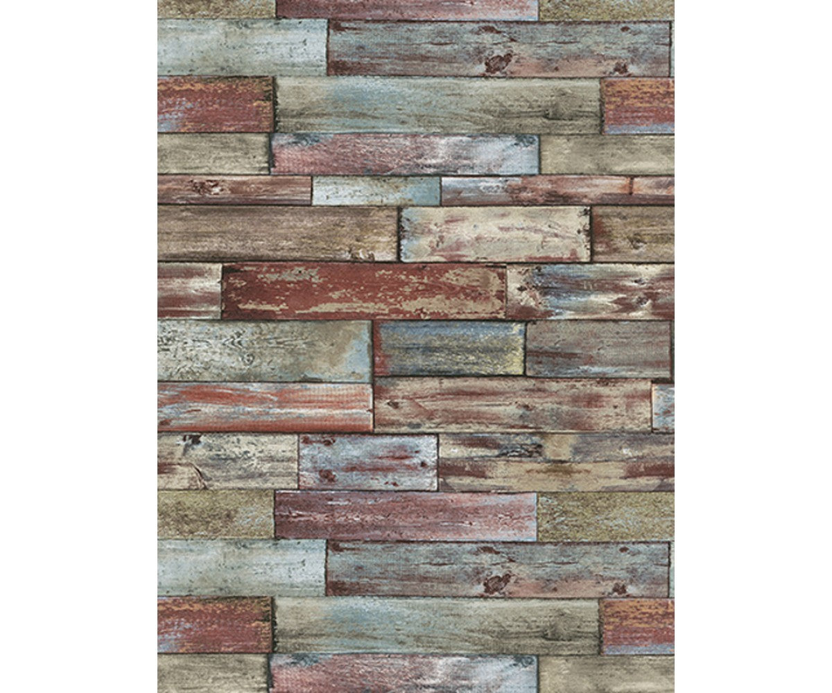 Wooden Wall Textured Red Brown 7319-06 Wallpaper