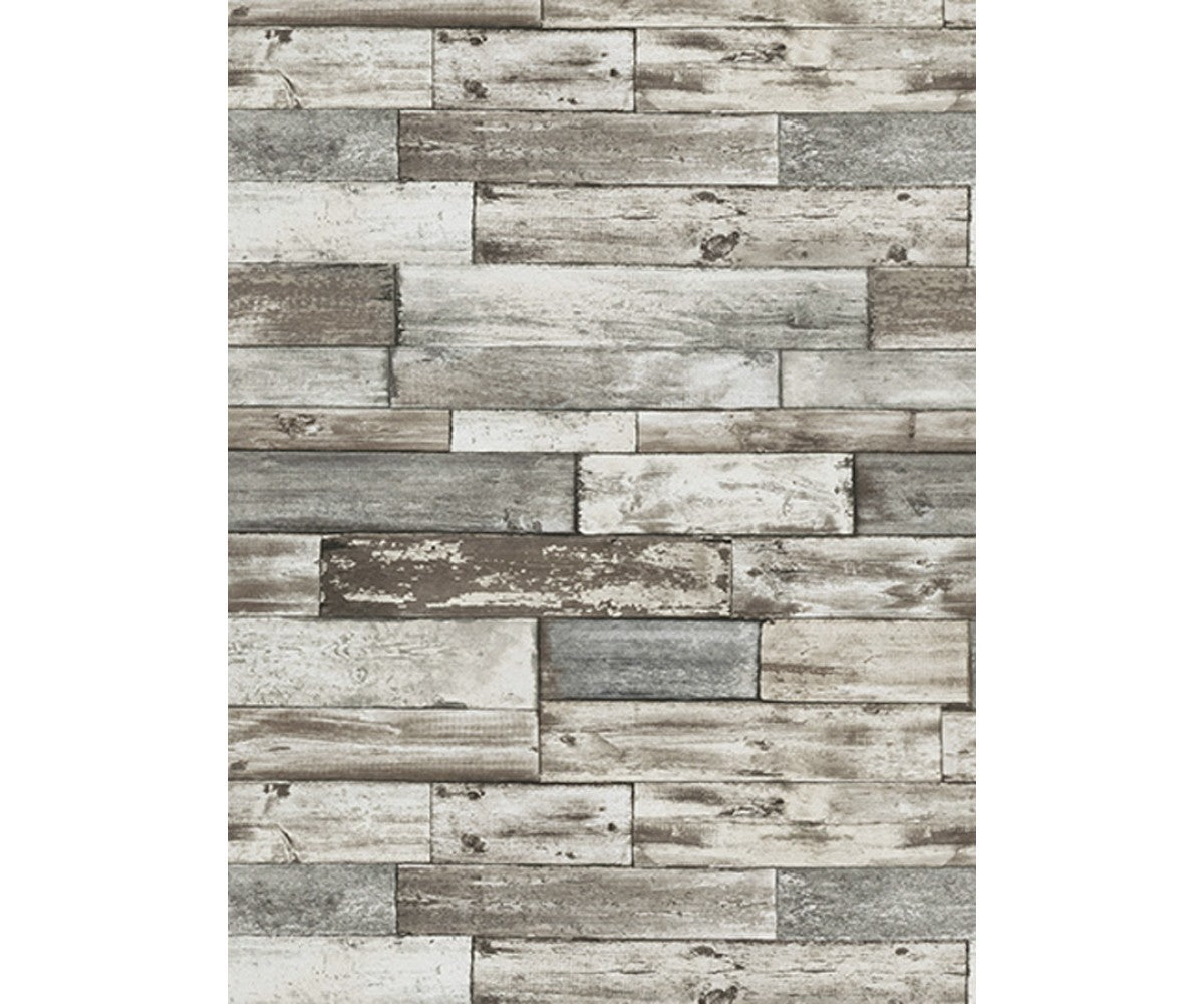 Wooden Wall Textured Taupe Grey 7319-10 Wallpaper