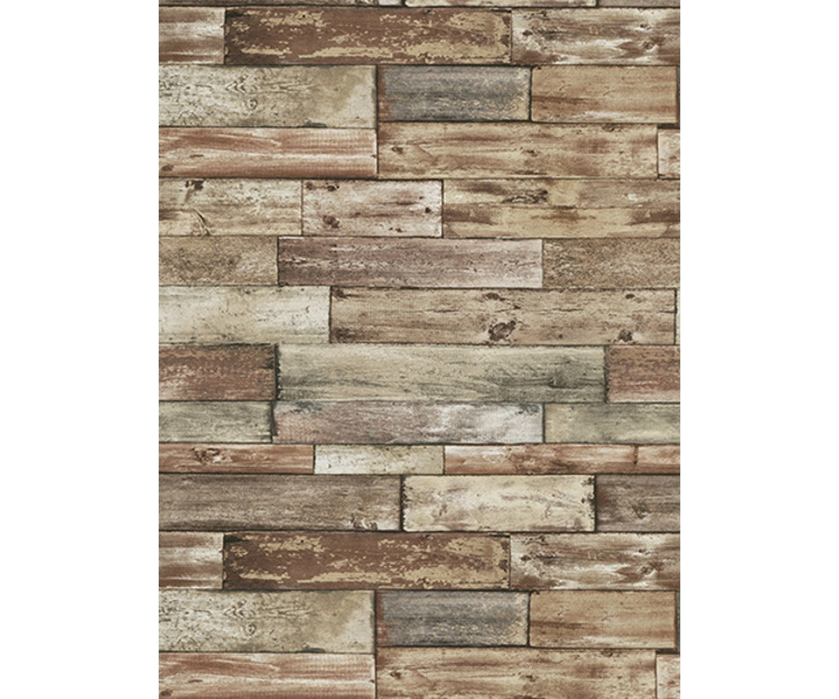 Wooden Wall Textured Brown 7319-11 Wallpaper