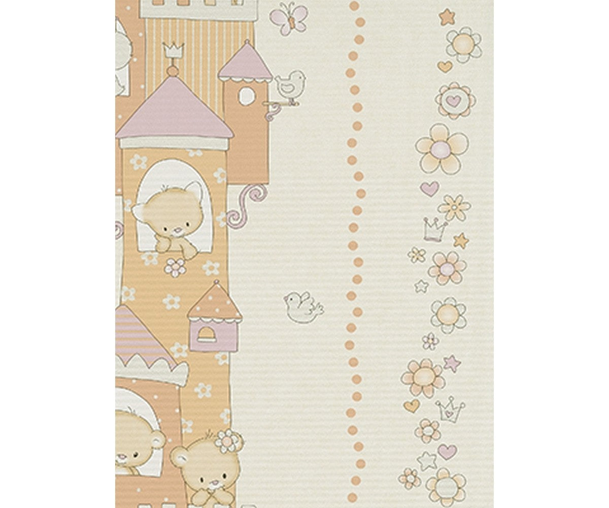 Teddy Bear Castle Stripes Grey Orange 7321-04 Wallpaper