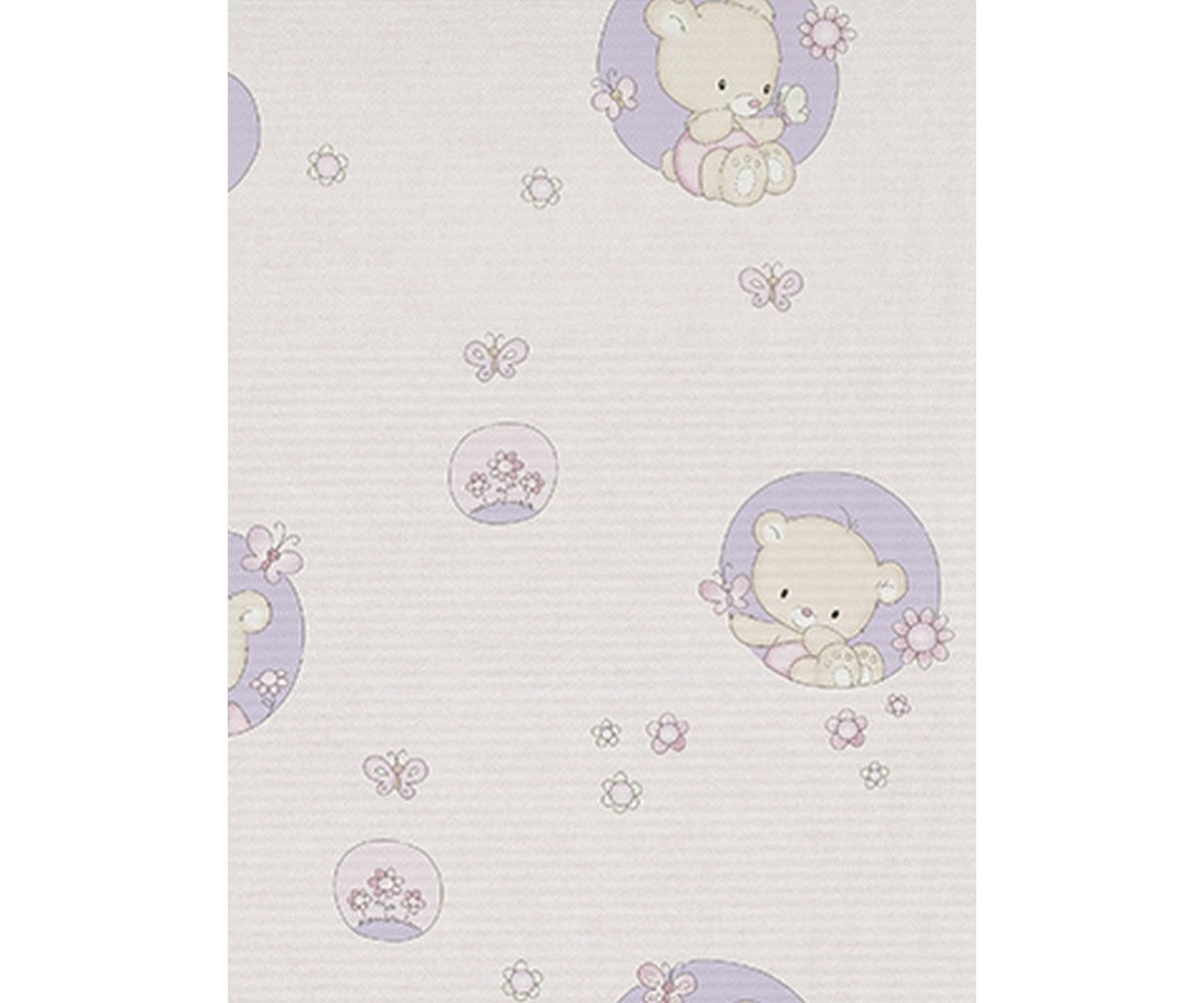 Teddy Bear Nature Rose Purple 7322-09 Wallpaper