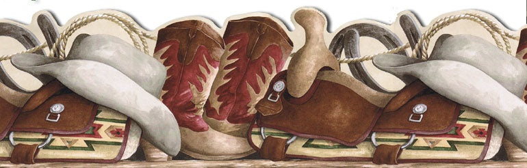 Cowboy Hats Boots Laso SD25028DB Wallpaper Border