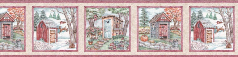 Country Toilet Bathroom STN6053 Wallpaper Border