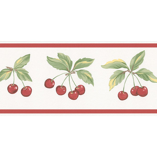 Red White Cherries FK78462 Wallpaper Border