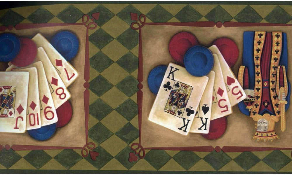 Reverse Green Casino Cards LL50112 Wallpaper Border