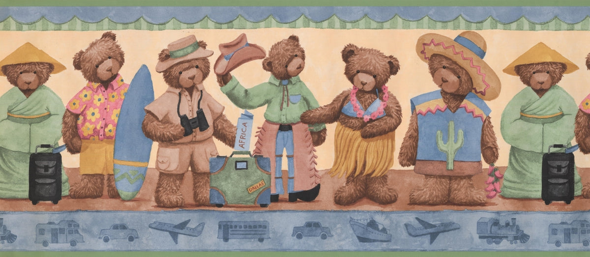 Teddy Bears in Costumes Yellow LK1695B Wallpaper Border