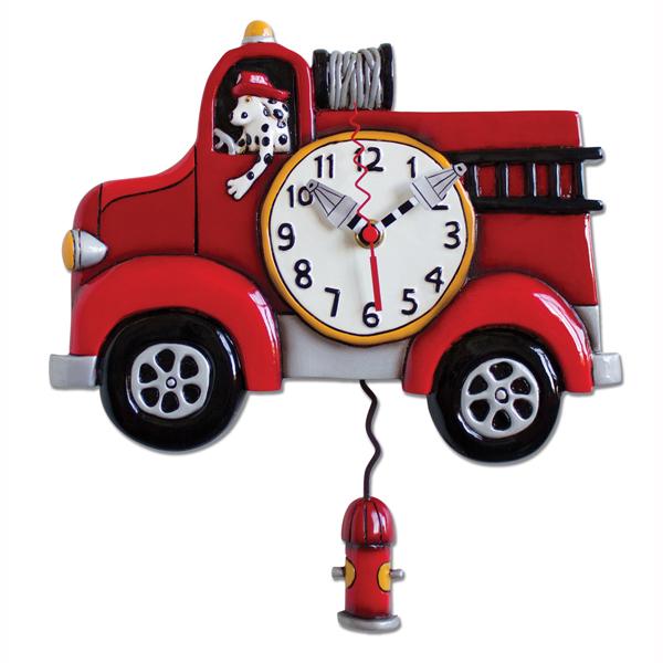 Big Red Fire Truck Clock Art by Allen Designs