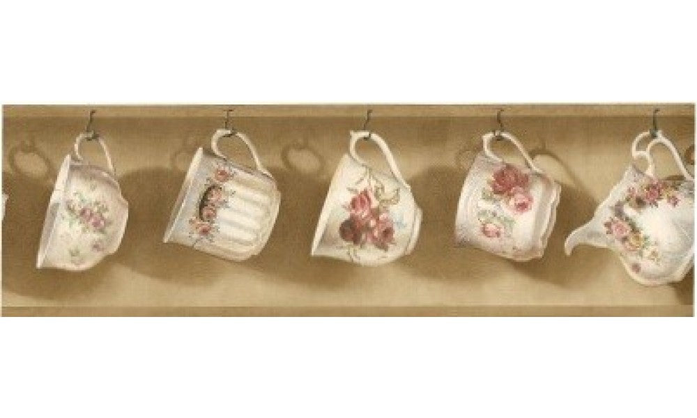 Dark Beige Tea Cup And Pot VCB1011 Wallpaper Border
