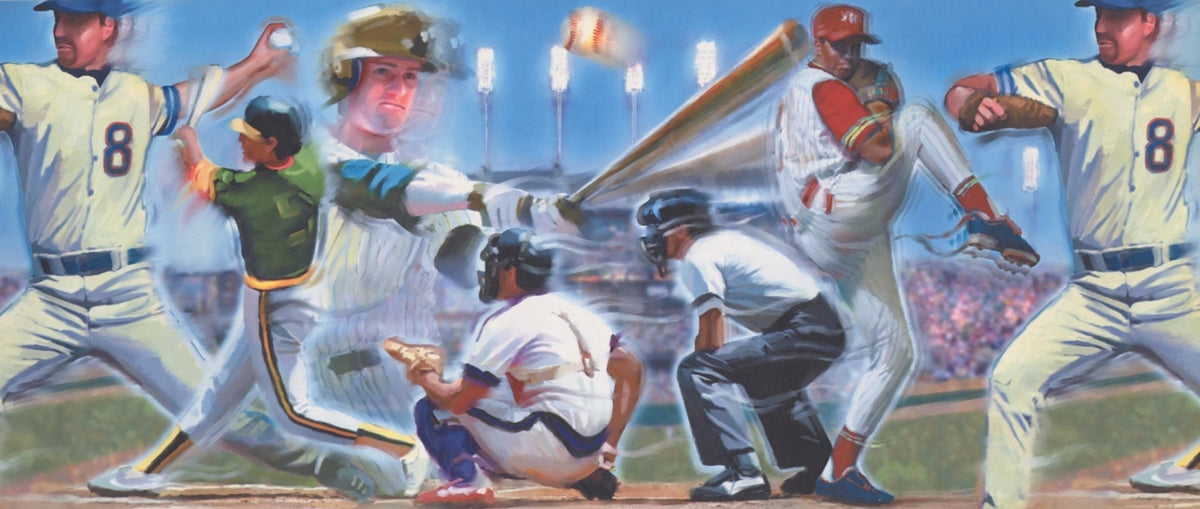 Baseball Players Vintage 110224 Wallpaper Border