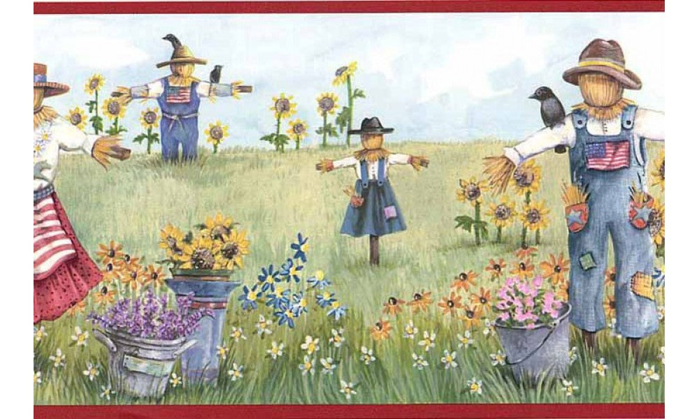 Red Scarecrow Harvest CUP3373 Wallpaper Border