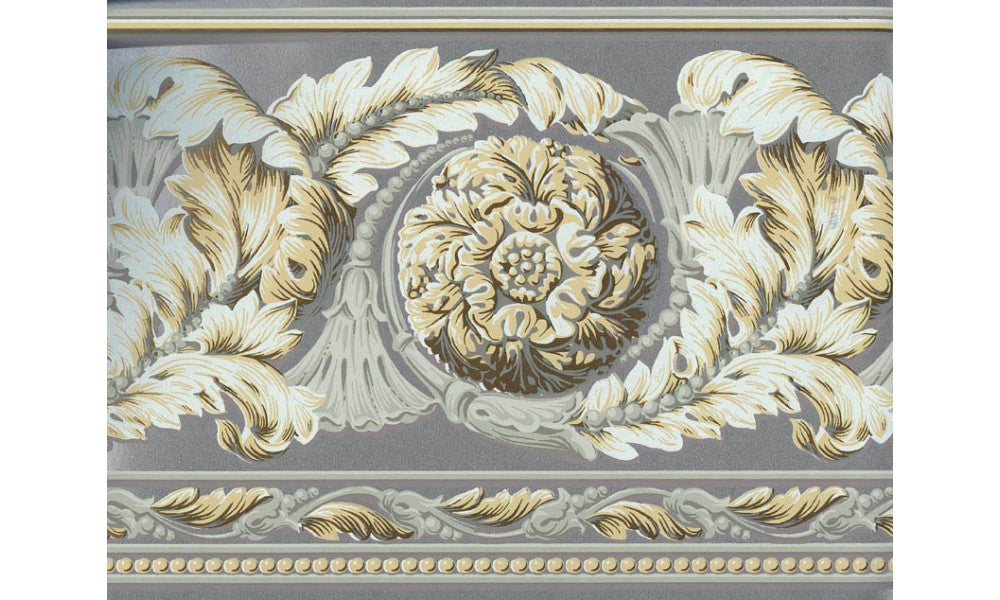 Grey Leafy Floral Design VT4681B Wallpaper Border