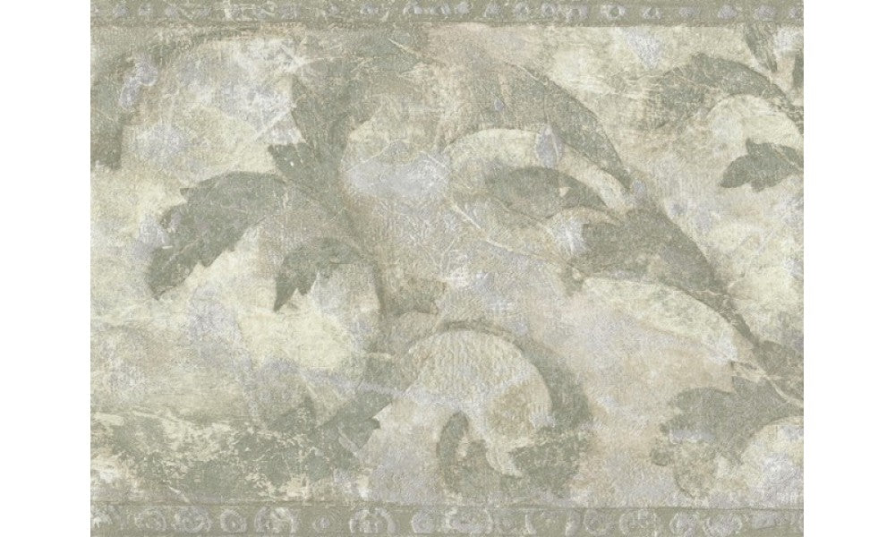 Green Painted Leaves ZN76161B Wallpaper Border