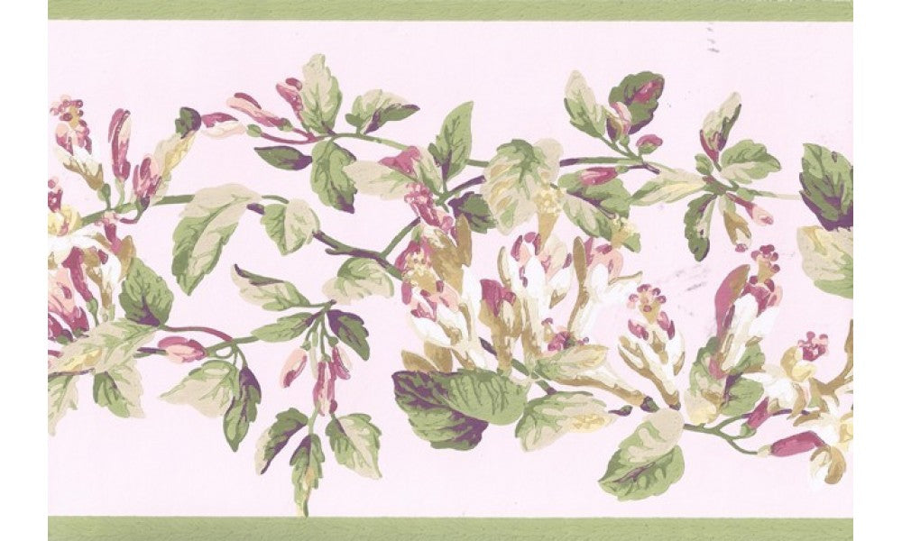 Green Peach Painted Floral JT7483 Wallpaper Border