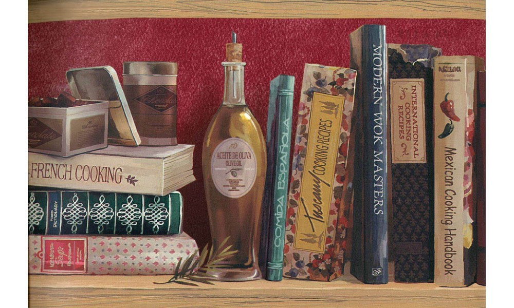 Shelfed Olive Oil TK6333 Wallpaper Border