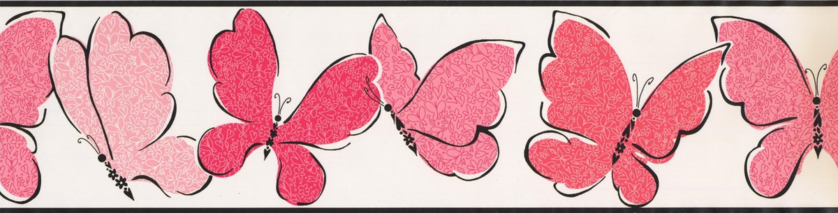 Black Doodle Butterfly ZB3427BD Wallpaper Border