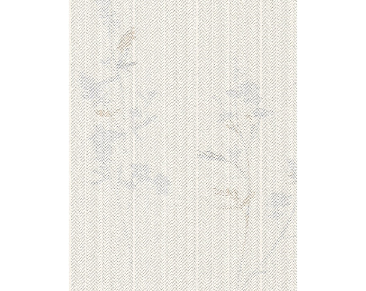 Slashed Stripes Floral Motifs White Grey 933317 Wallpaper