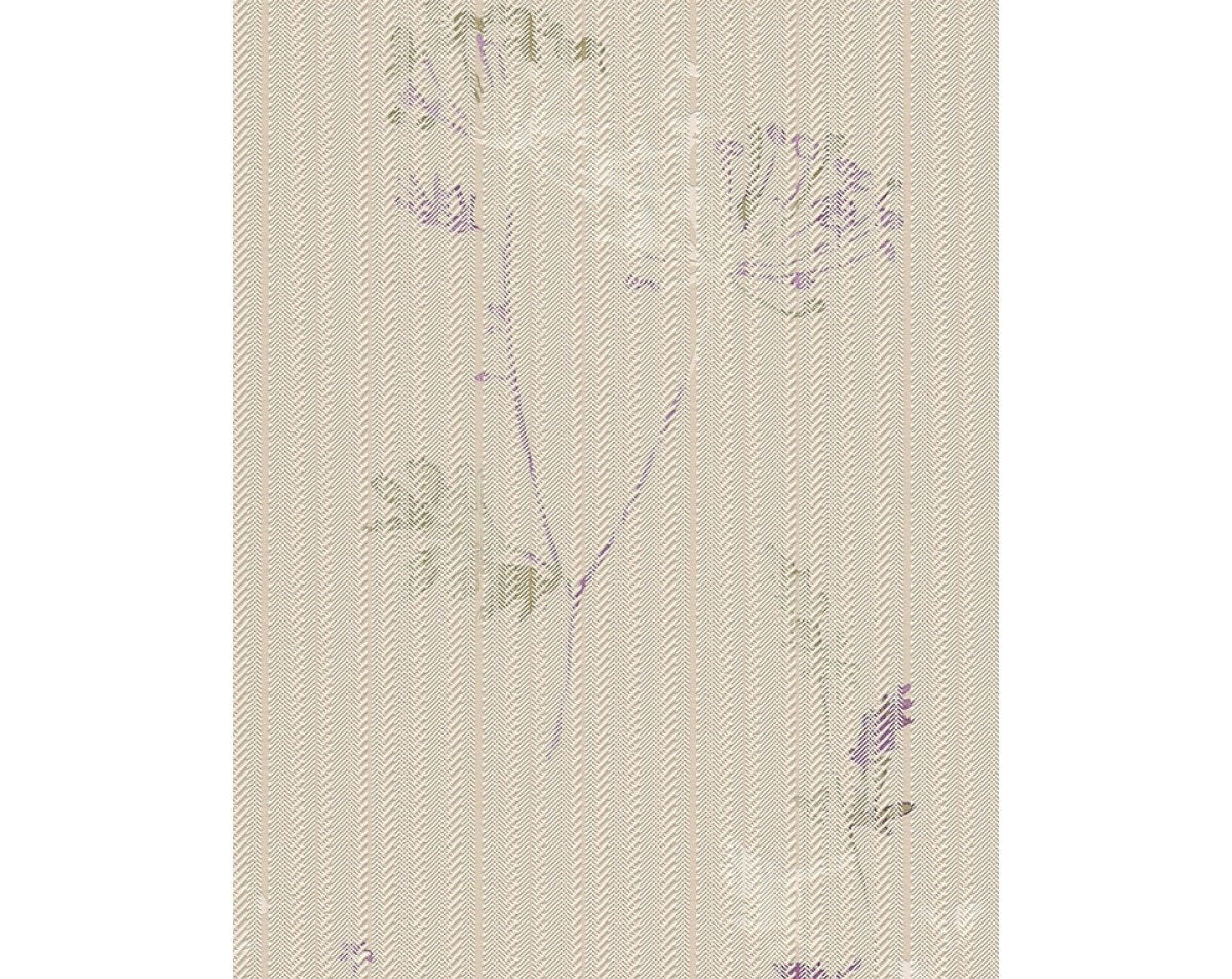 Slashed Stripes Floral Motifs Beige Purple 933324 Wallpaper