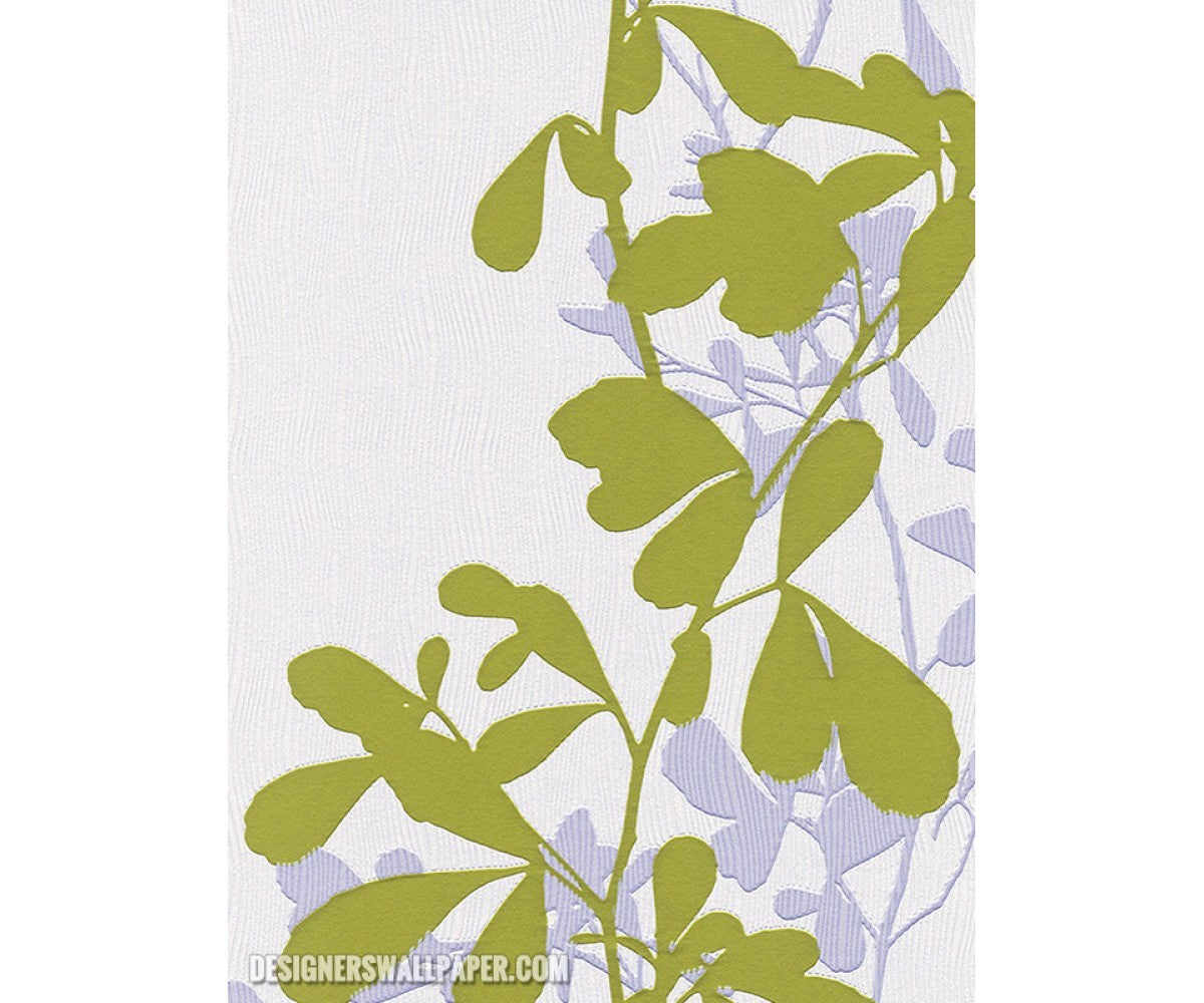 Leaves Trail Wavy Stripes Green White 946713 Wallpaper