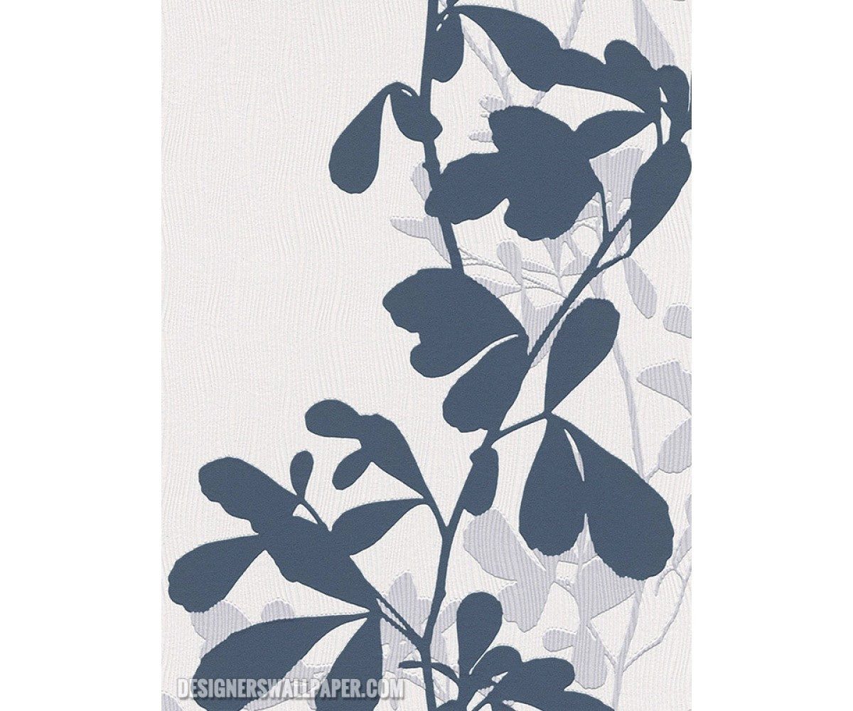 Leaves Trail Wavy Stripes Blue White 946737 Wallpaper