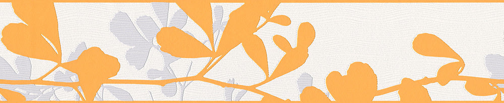 Leaves Trail Wavy Orange White 947420 Wallpaper Border