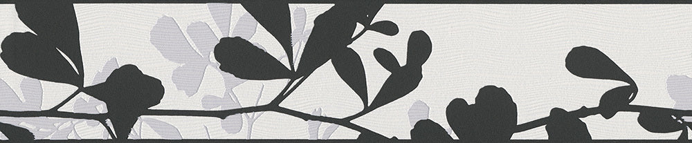 Leaves Trail Wavy Black White 947444 Wallpaper Border