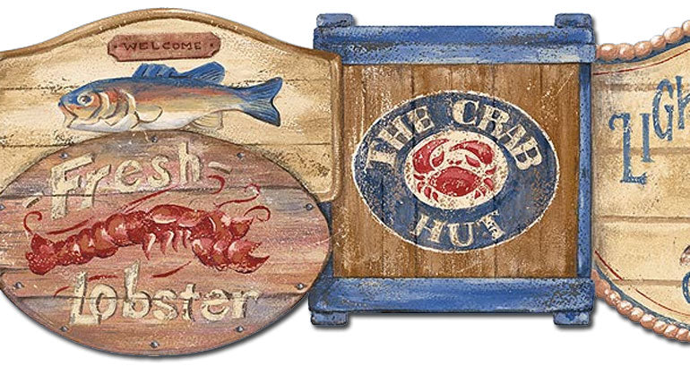 Men&#39;S Room Fresh Lobster PB58041DB Wallpaper Border