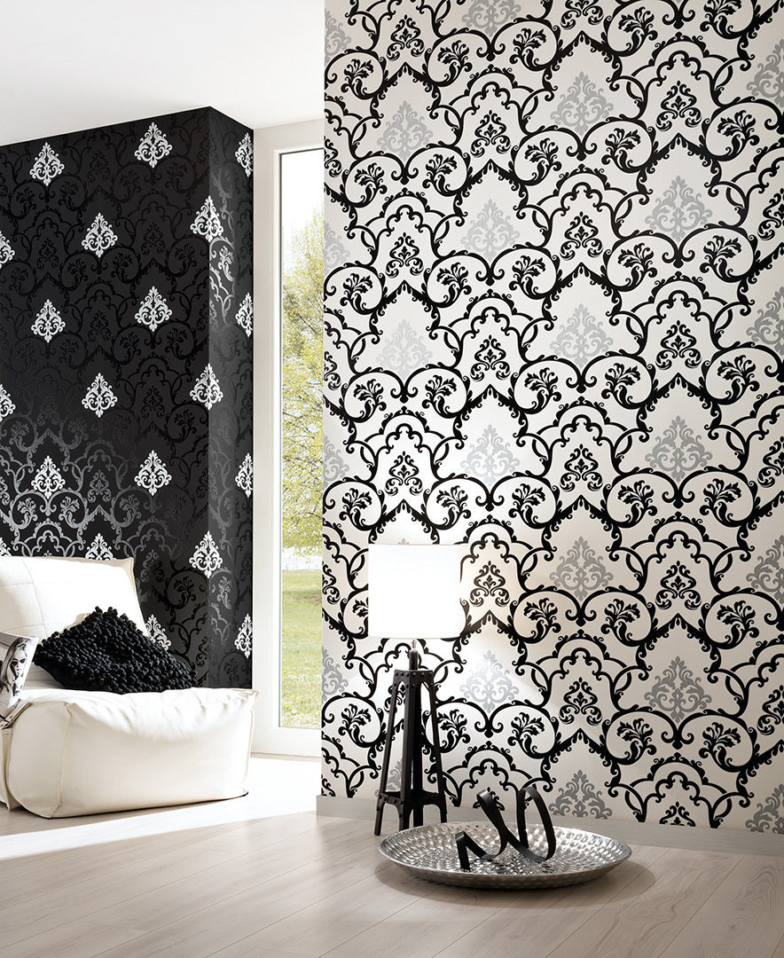 Metallic Black Black & White 3 955383 Wallpaper