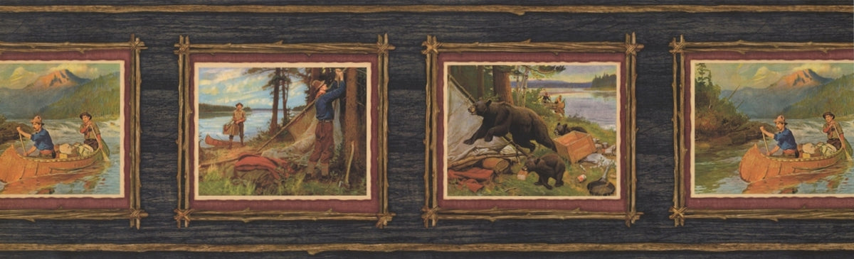 Hunt Hunters Paintings Outdoor OA81072B Wallpaper Border