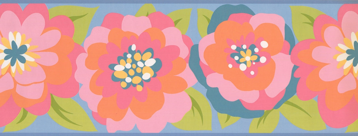 Orange Pink Aegean Blue Yellow ZB3438BD Wallpaper Border