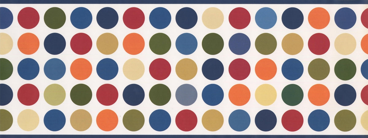 Colorful Circles Aegean White Polka dot WK9386B Wallpaper Border
