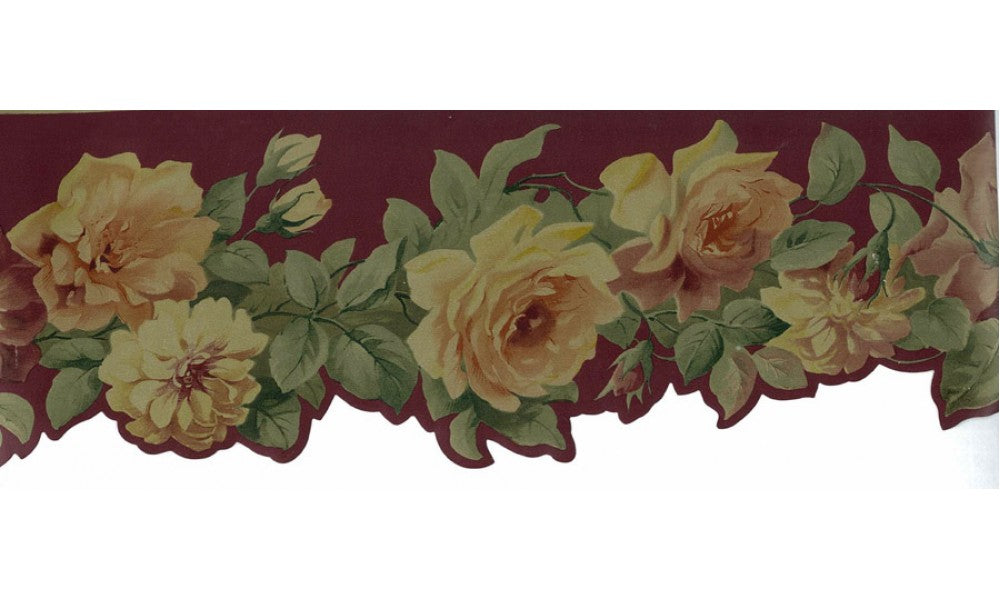 Maroon Yellow Rose ST77754 Wallpaper Border